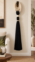 Large Black & Ivory Fiber Sculpture Tassel